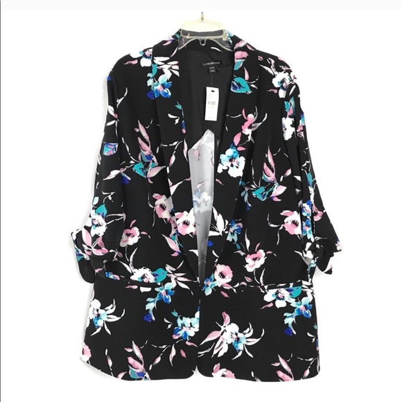 Lane Bryant Tie Sleeve Crepe Jacket Floral Blazer - Picture 6 of 6